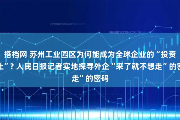 搭档网 苏州工业园区为何能成为全球企业的“投资热土”? 人民日报记者实地探寻外企“来了就不想走”的密码